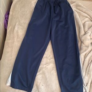 boys or girls sweatpants navy blue and white.